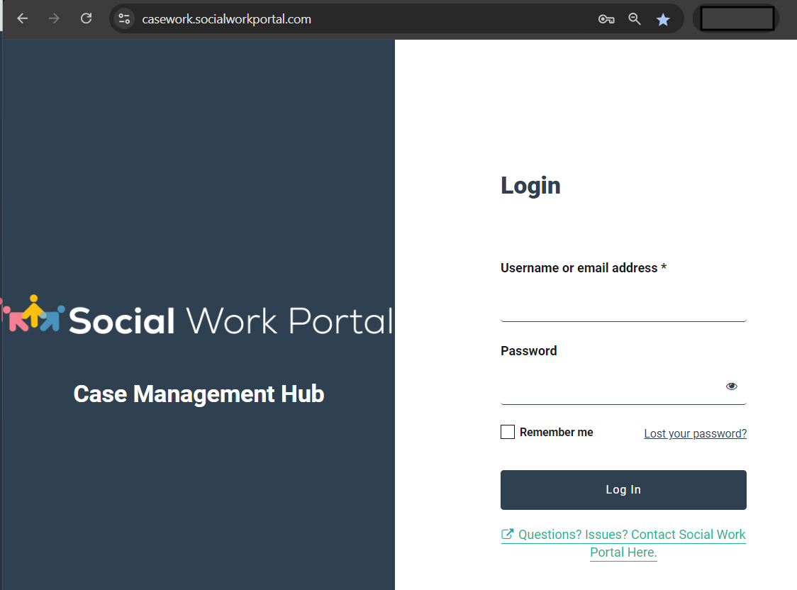 Social Work Case Management Tool Sign-in